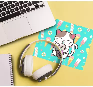 Katt njuter av drink original musmatta - Tenstickers