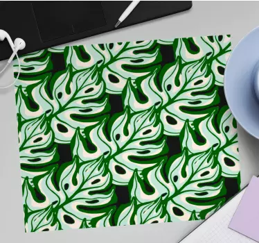 Svart och grönt stänkande floramönster original-mousepad - Tenstickers