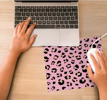 Svart och rosa akvarell leopard tryck original musmatta - Tenstickers
