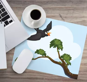 Tecknad filmfågel som flyger original mousepad - Tenstickers