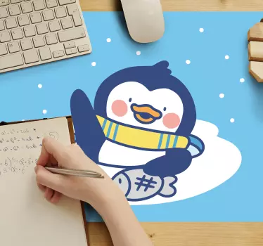 Tecknad glad pinguin som vinkar original musmatta - Tenstickers