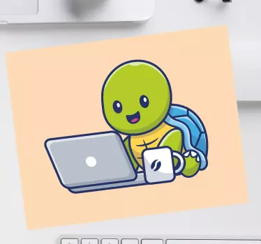 Tecknad sköldpadda som arbetar original musmatta - Tenstickers