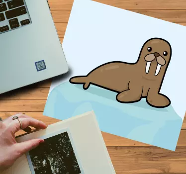 Tecknad valross med original-mousepad för blåttbakgrund - Tenstickers