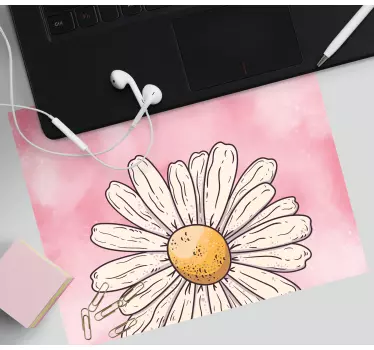 Vit blomma rosa bakgrund original musmatta - Tenstickers