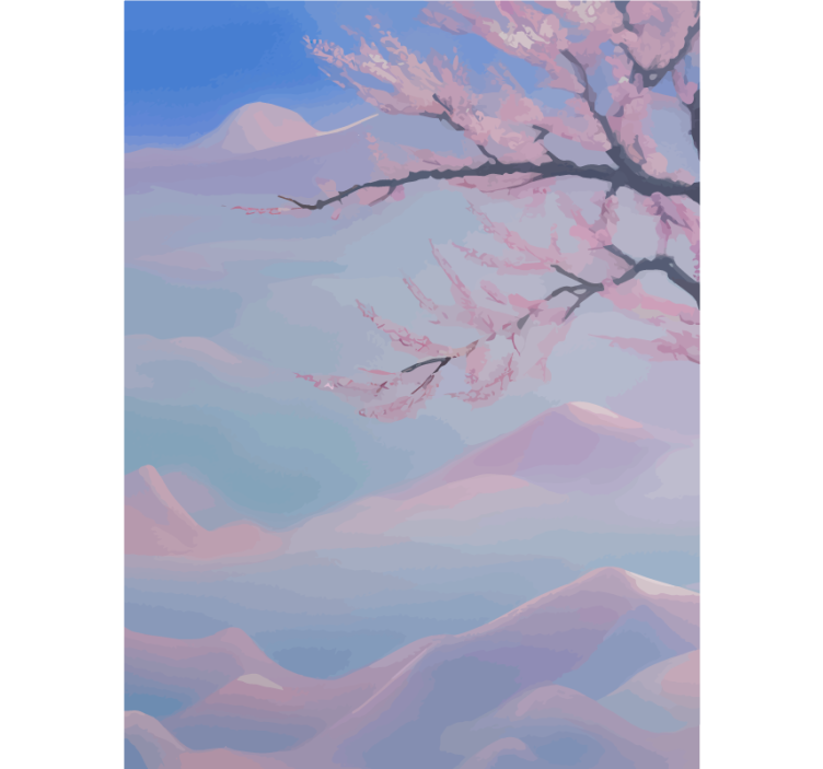 Zen körsbärsträd blommor gren Rullgardin badrum - Tenstickers