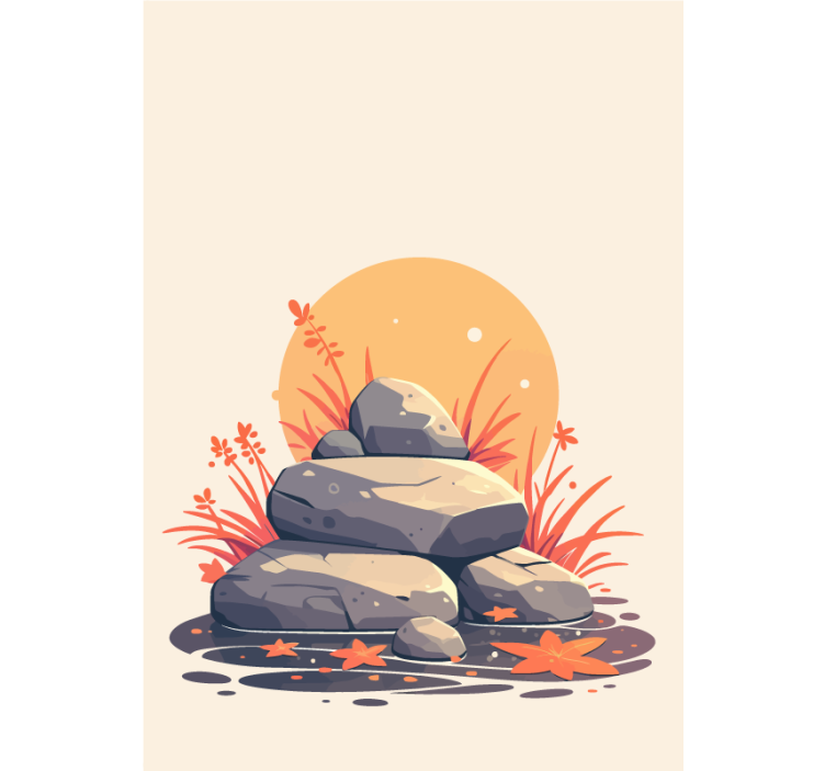 Stenar på vattnet Rullgardin badrum - Tenstickers