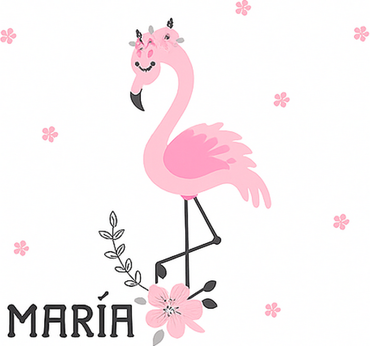 Rosa flamenco med namn Rrullgardin barn - Tenstickers