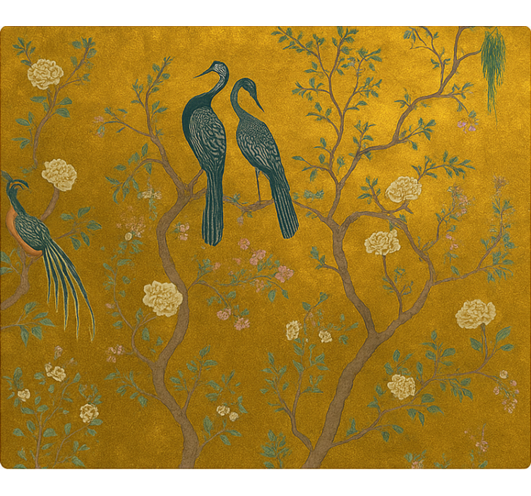 Utsmyckade gyllene kineserier Rullgardin vardagsrum - Tenstickers