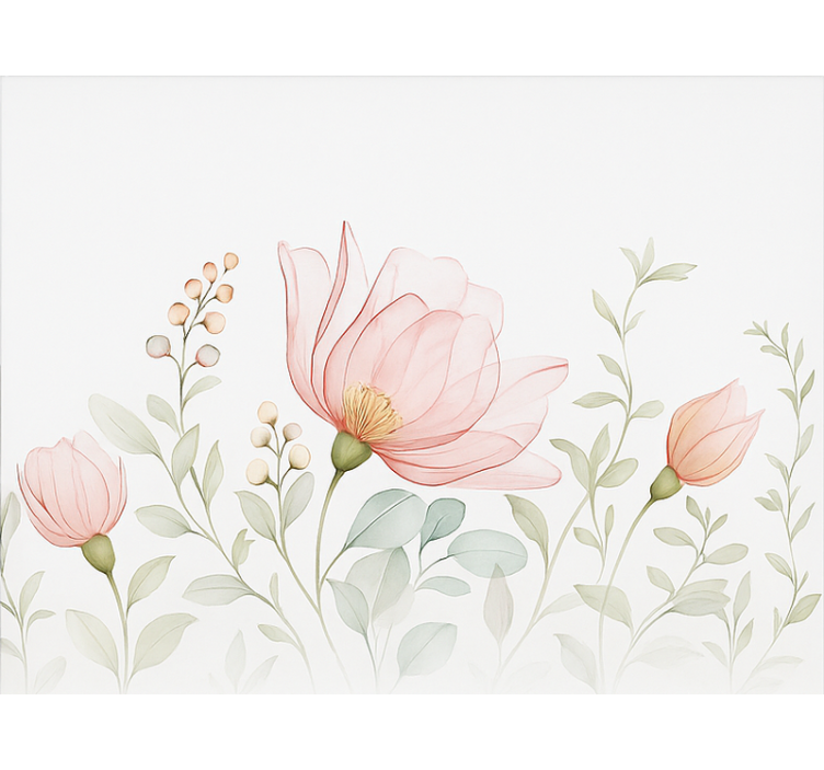 Abstrakta genomskinliga blommor Rullgardin huvudsovrum - Tenstickers