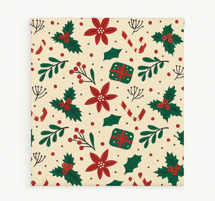 Röda ornament skog Rullgardin vardagsrum - Tenstickers