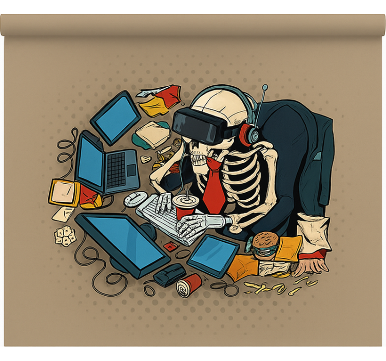 Skelett retro spelare Rullgardin nörd - Tenstickers