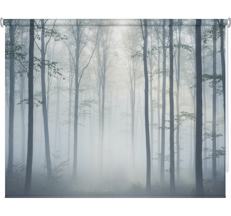 Rullgardin träd atmosfärisk dimma mural - Tenstickers