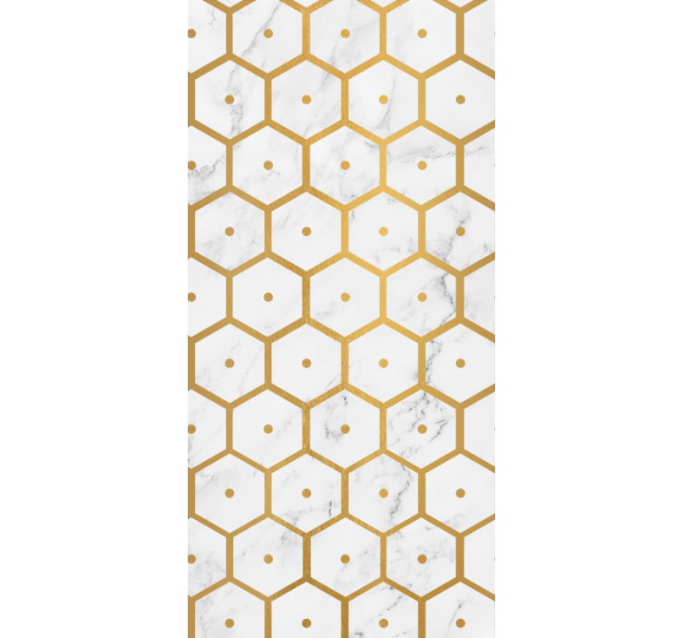 Rullgardin kök hexagonalt guldmarmormönster - Tenstickers