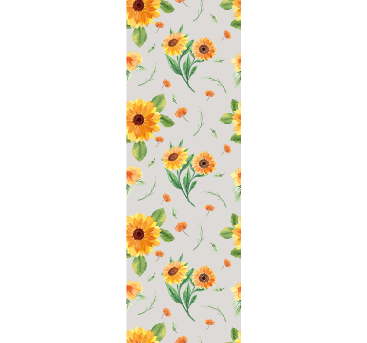 Rullgardin kök solros akvarell blommönster - Tenstickers