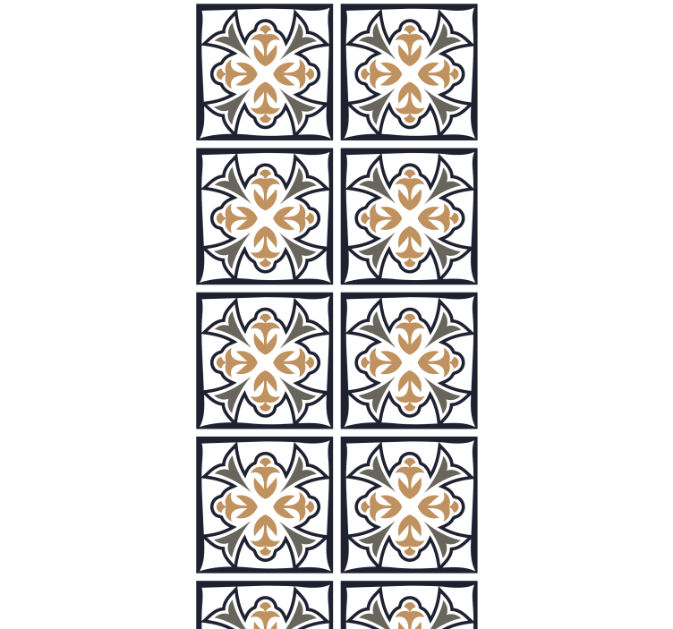 Rullgardin kök beige och svart portugisisk kakel - Tenstickers