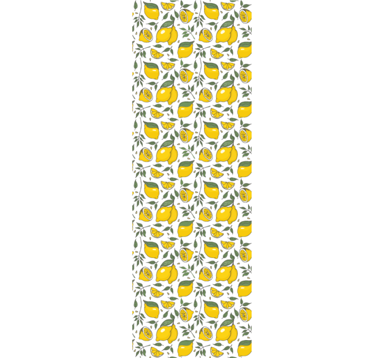 Rullgardin kök citroner och krämfärgade blommor - Tenstickers