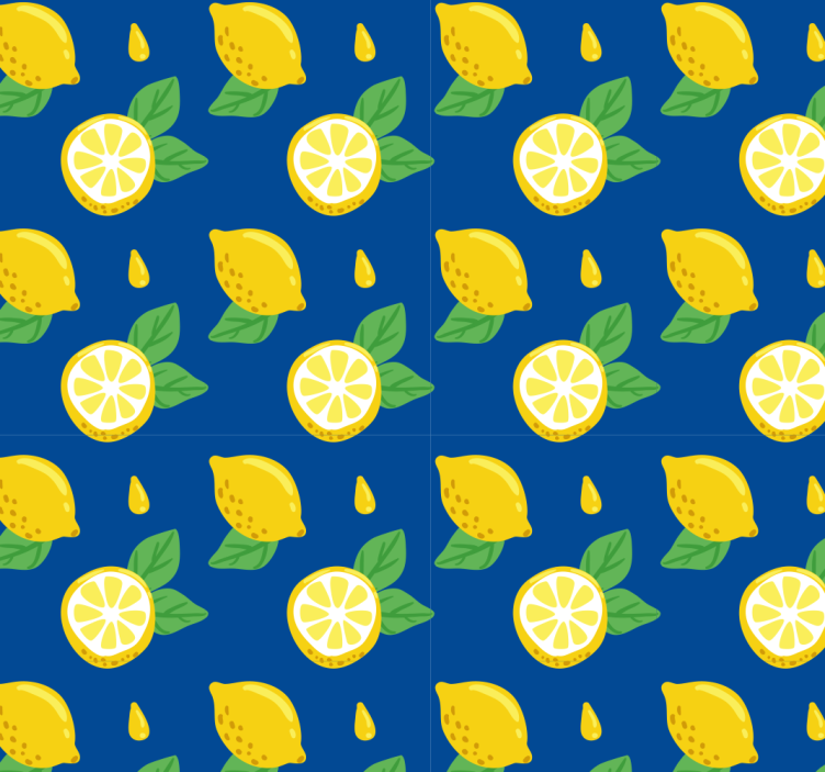 Rullgardin kök handritade citroner - Tenstickers