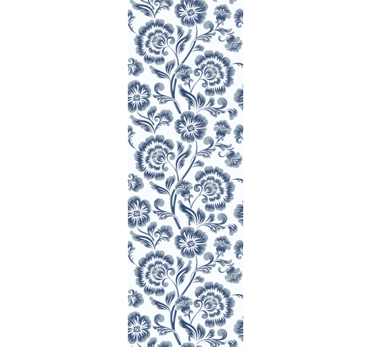 Rullgardin för matsal blå blommor grandmillenial mönster - Tenstickers