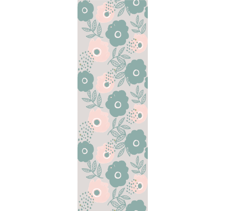 Rullgardin för matsal rosa och blå akvarellblommor - Tenstickers