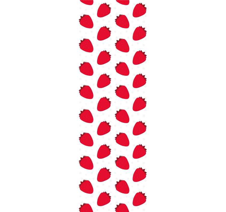 Rullgardin för matsal röd jordgubbsmönster på vit - Tenstickers