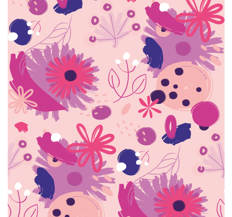 Rullgardin för matsal abstrakta lila blommor - Tenstickers