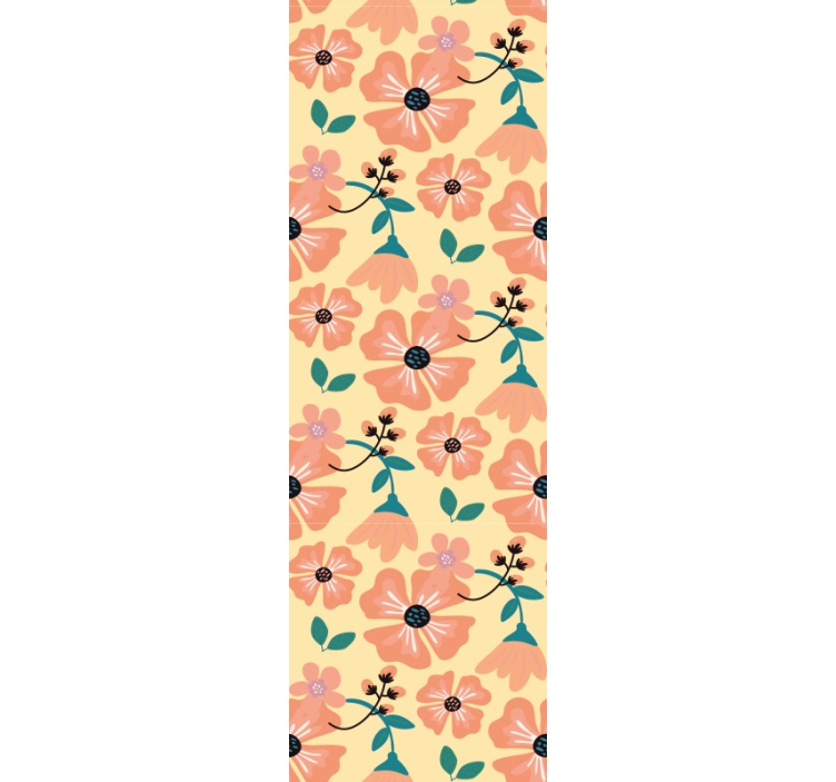 Rullgardin för matsal orange lövblommor - Tenstickers
