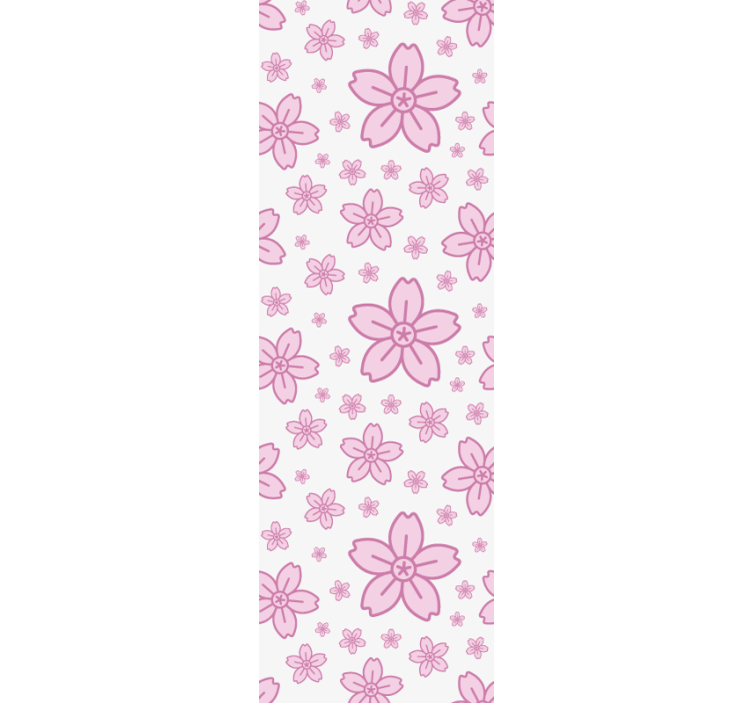 Rullgardin barn rosa söta blommor på vit bakgrund - Tenstickers