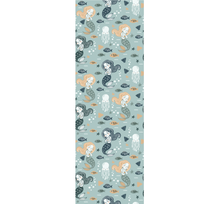 Rrullgardin barn blå magisk sjöjungfru mönster - Tenstickers