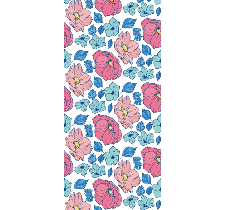 Rrullgardin barn med delikata rosa och blå blommor - Tenstickers