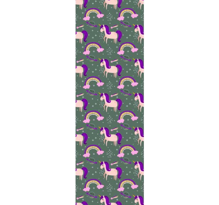 Rullgardin barn rosa och gröna enhörningar - Tenstickers