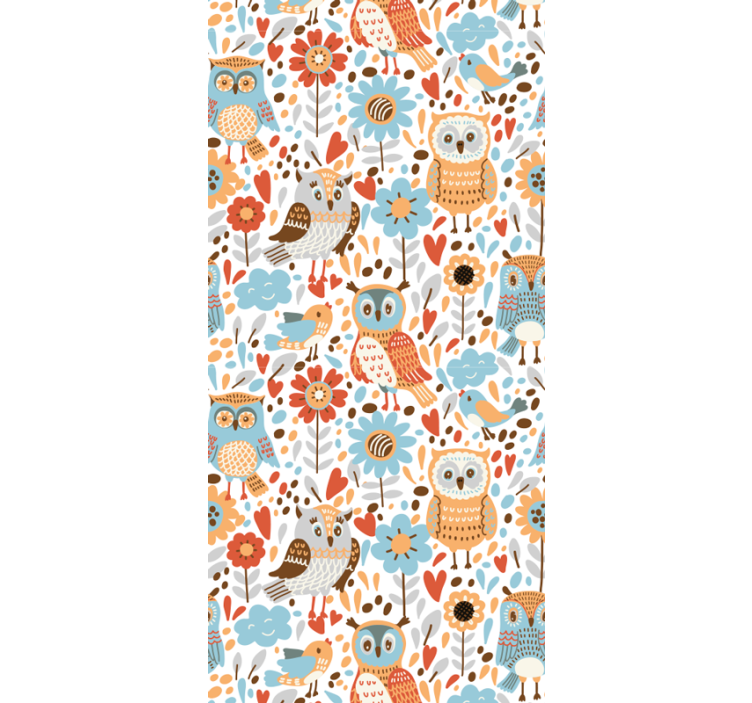 Rullgardin barn färgglada ugglor med blommor mönster - Tenstickers