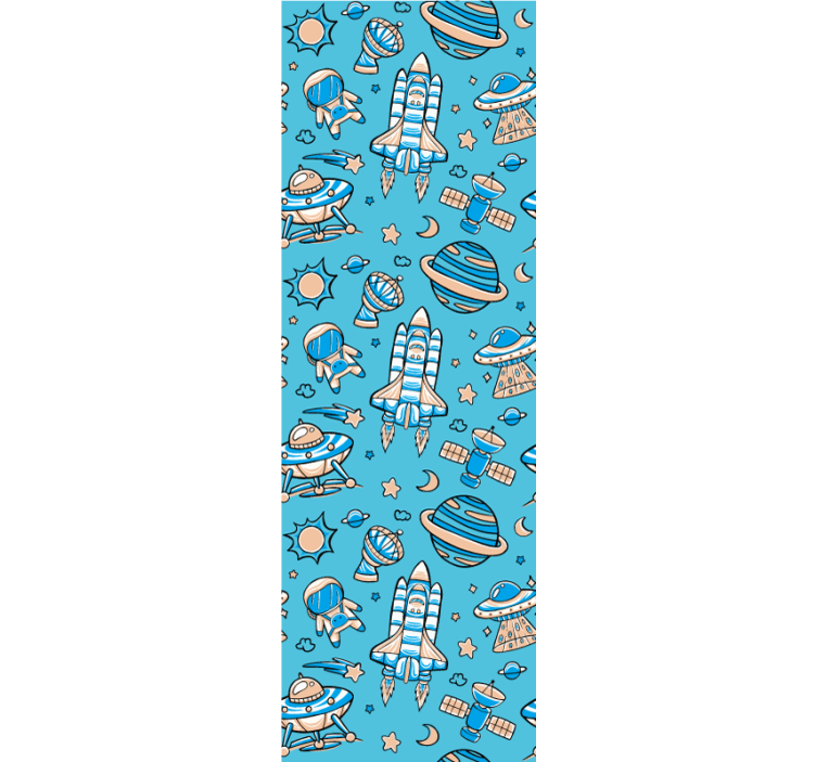 Rullgardin barn rymdskepp start över en blå himmel - Tenstickers