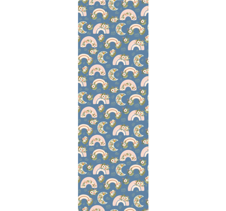 Rullgardin barn mönster med vårregnbåge och blomma - Tenstickers