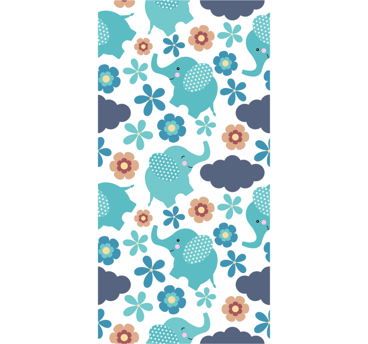 Rullgardin barn elefanter och blommor - Tenstickers