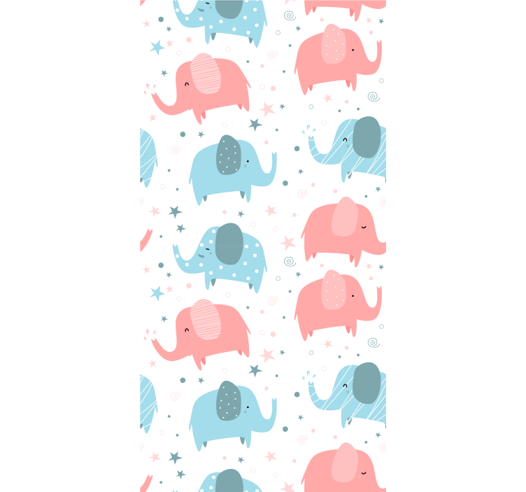Rullgardin barn elefant rosa och blå - Tenstickers