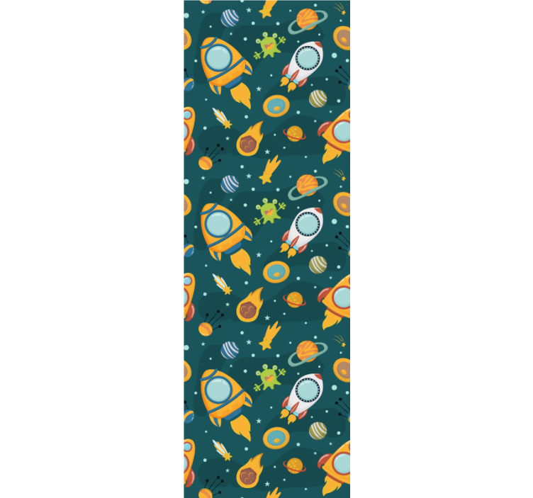 Rrullgardin barn ny planet med roliga aliens illustration - Tenstickers