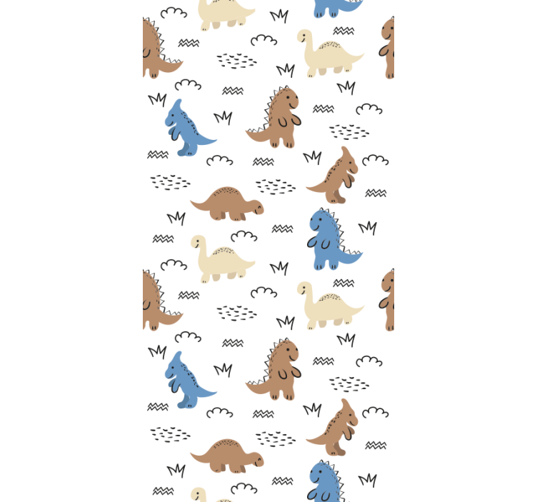 Rullgardin barn glada blå och bruna dinosaurier - Tenstickers