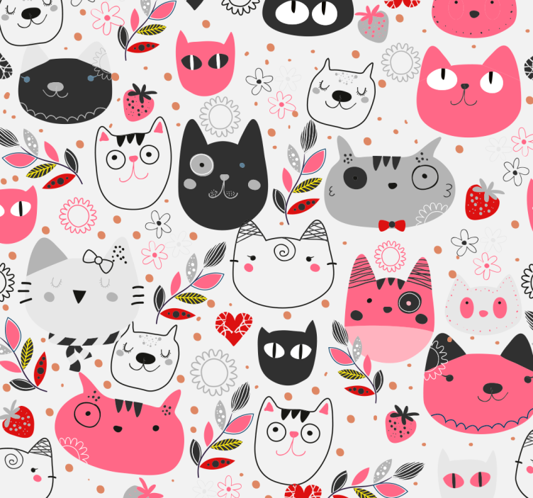 Rullgardin barn med illustrerade katter - Tenstickers