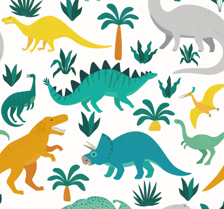 Rullgardin barn dinosaurer med träd - Tenstickers