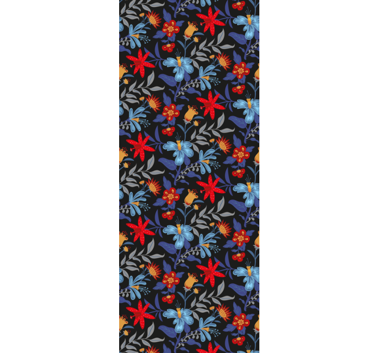 Rullgardin kontor blommönster 'tricot' svart - Tenstickers