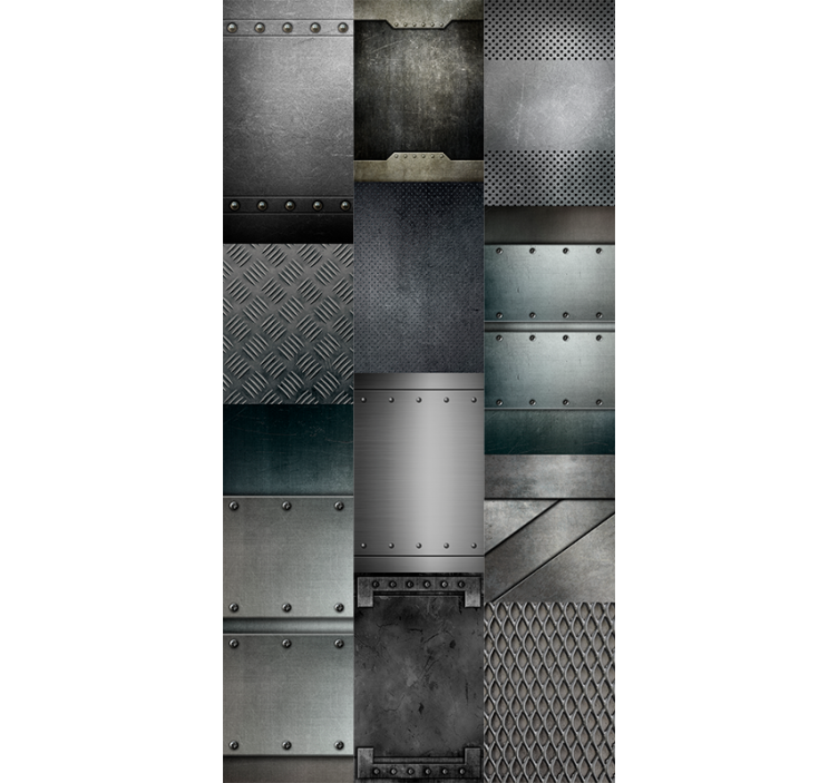 Rullgardin modern metall svart blockmönster - Tenstickers