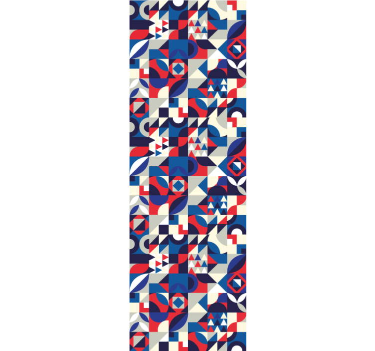 Rullgardin modern röd och blå mosaikmönster - Tenstickers