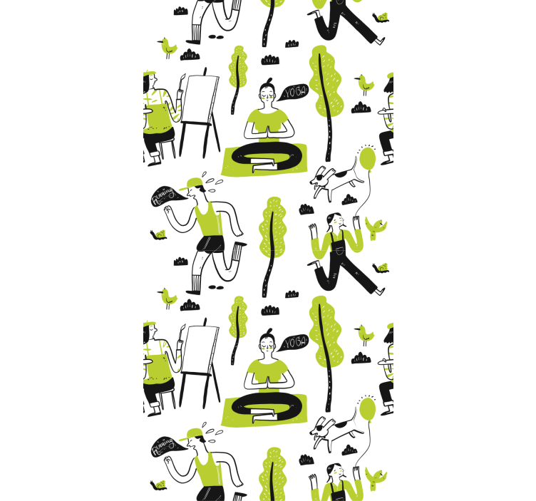 Rullgardin modern hälsosam livsstils doodle set - Tenstickers
