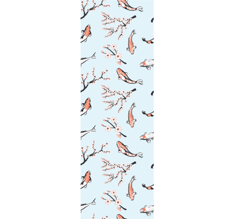 Rullgardin modern koi fiskar och körsbärsgrenar - Tenstickers