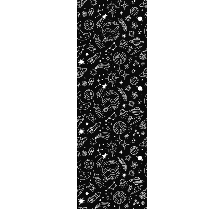 Rullgardin modern svarta och vita kosmiska illustrationer - Tenstickers