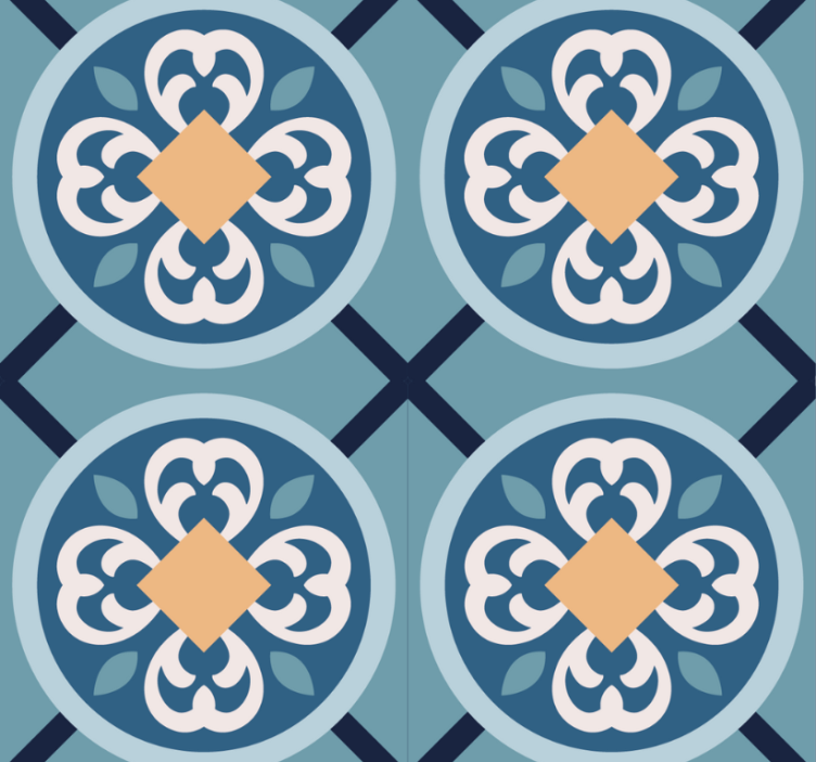 Rullgardin modern havblå portugisisk keramik - Tenstickers