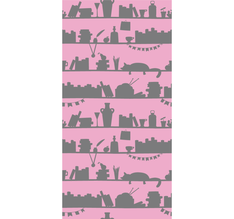 Rullgardin modern rosa och grå bokhylla - Tenstickers