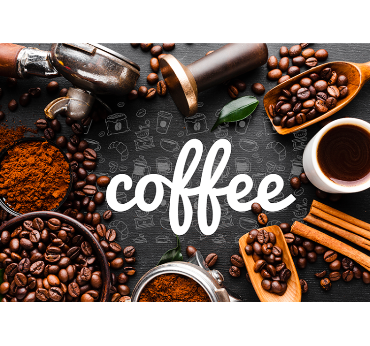 Rullgardin kök kaffeingredienser och redskap - Tenstickers