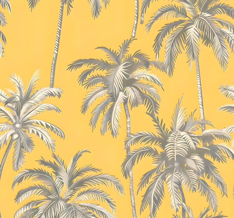 Rullgardin gul med palmblad design - Tenstickers