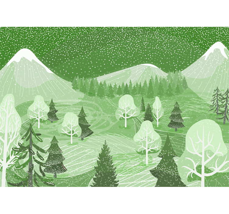 Rullgardin kök grön vintage skog - Tenstickers